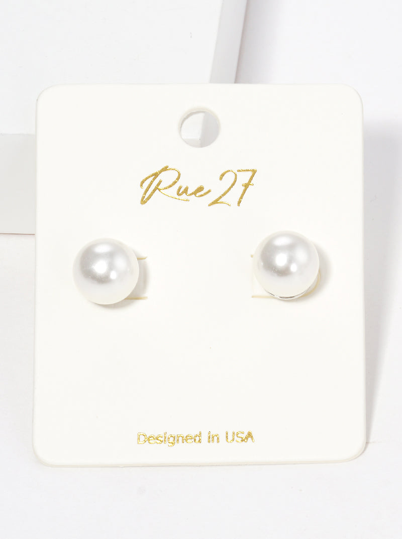 10mm Glass Pearl Post Stud Earrings
