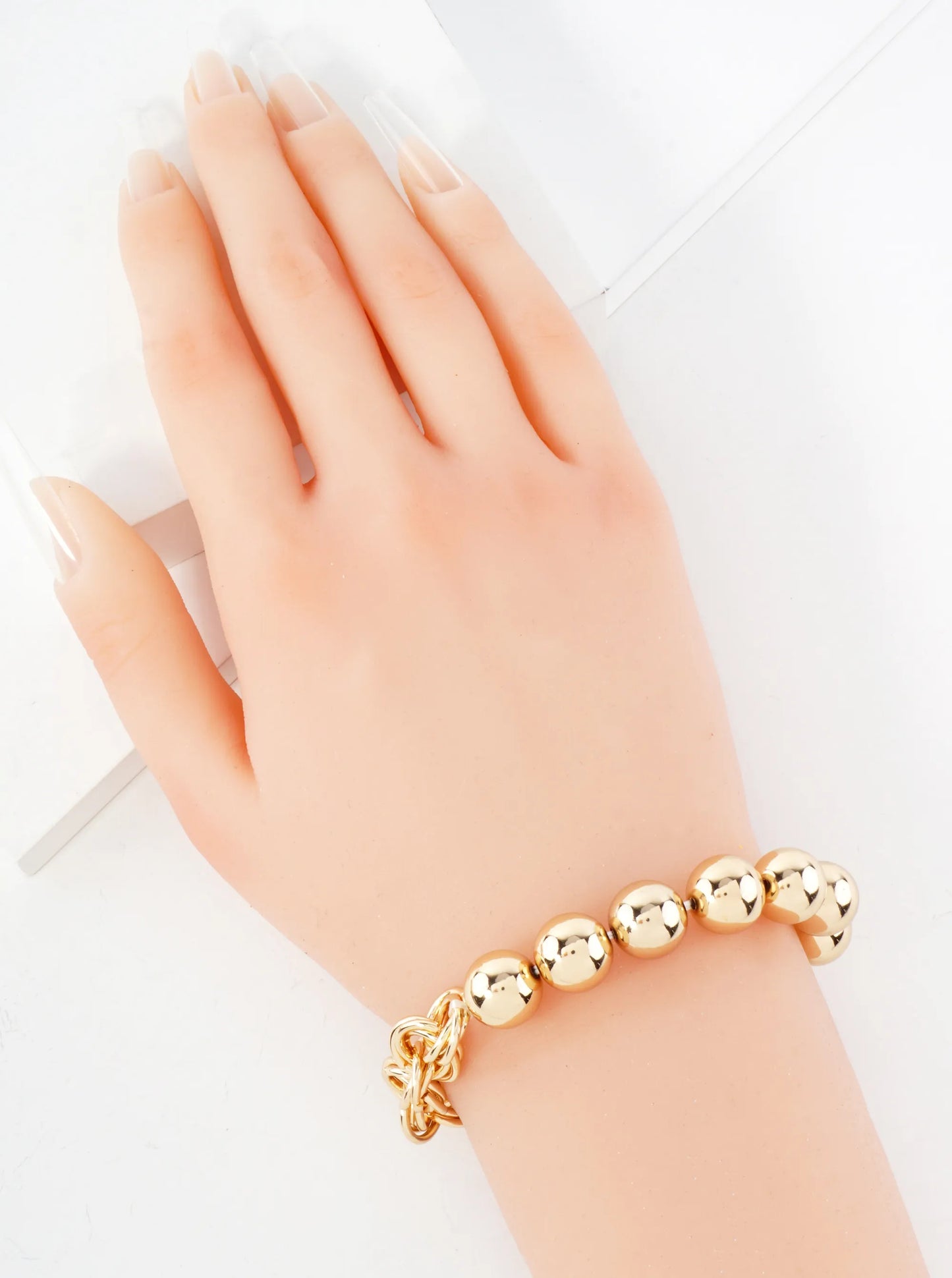 10mm Metallic Beaded Half Chain Stretch Bracelet