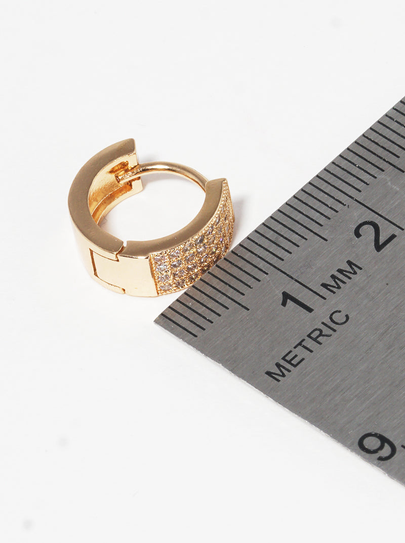 10mm Micro Pave Set Cubic Zirconia Huggie Hoop Earrings