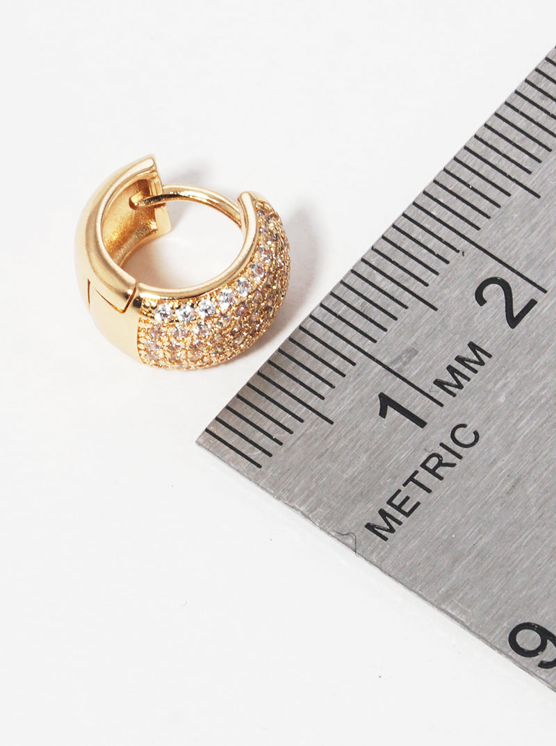 10mm Micro Pave Set Cubic Zirconia Wide Huggie Hoop Earrings
