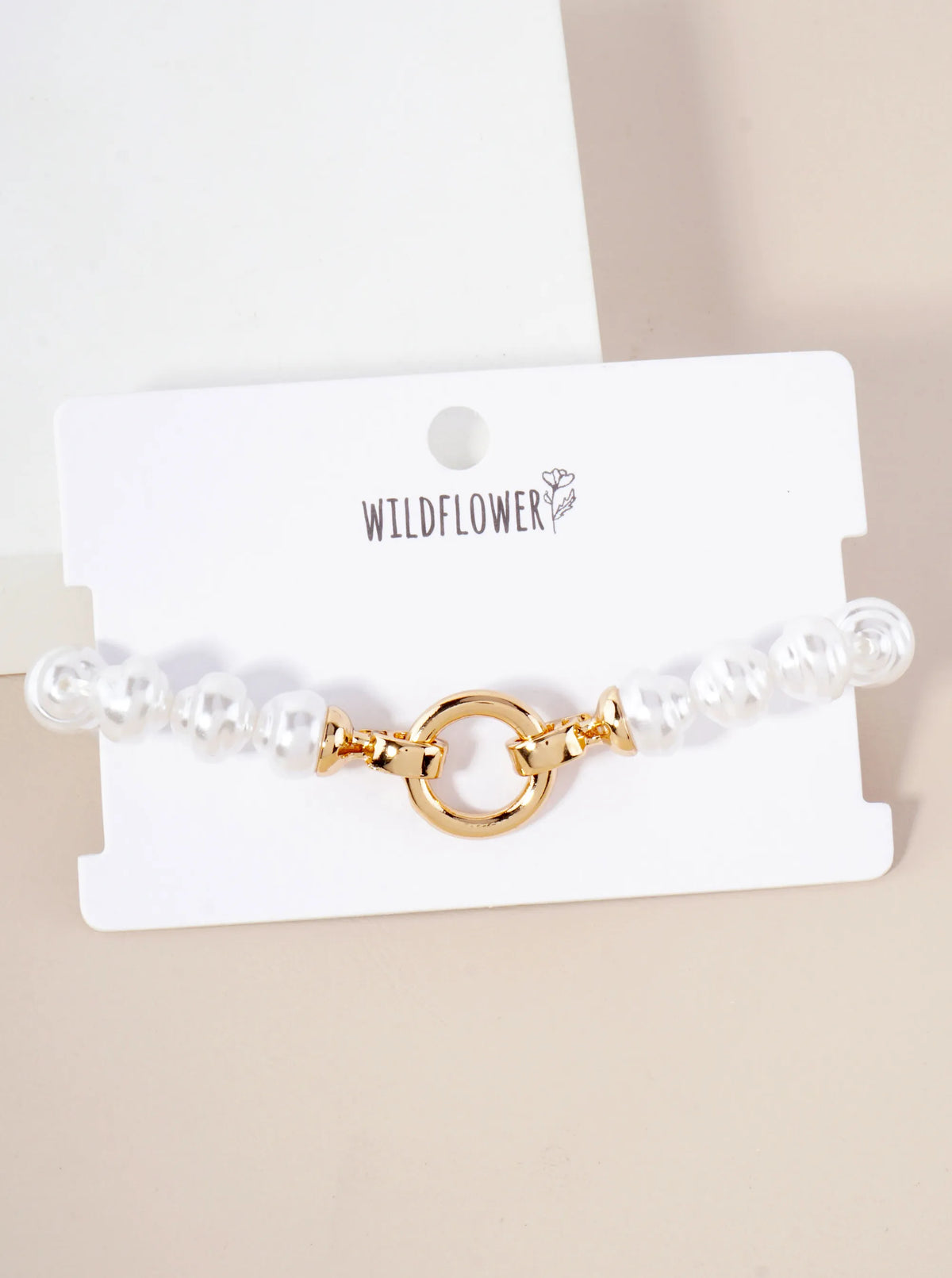10mm Pearl-Bead Circle Accents Stretch Bracelet