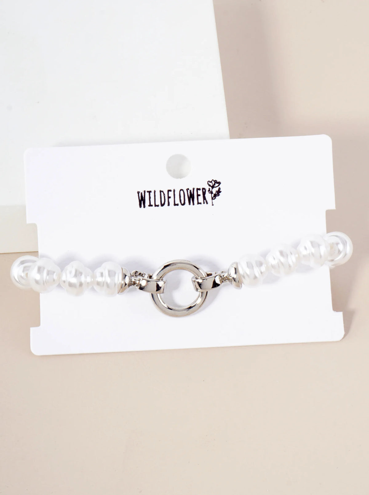 10mm Pearl-Bead Circle Accents Stretch Bracelet