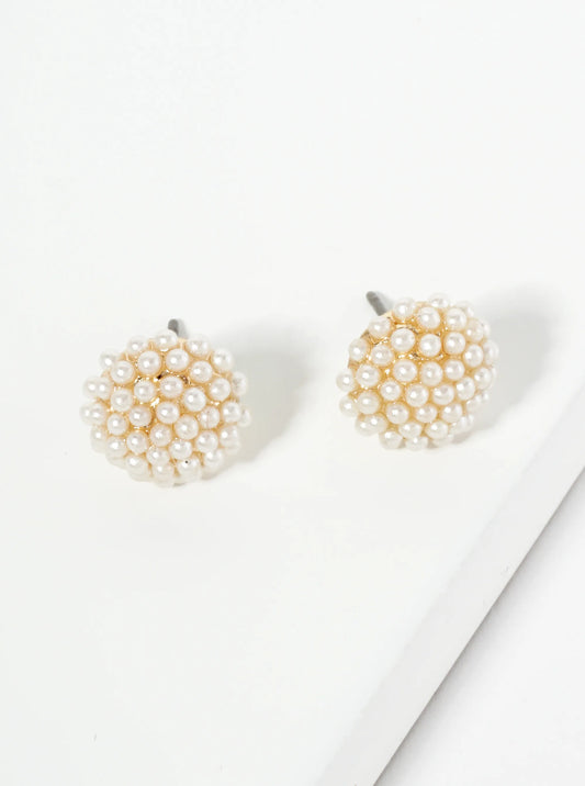 10mm Pearl Bead Cluster Button Stud Earrings