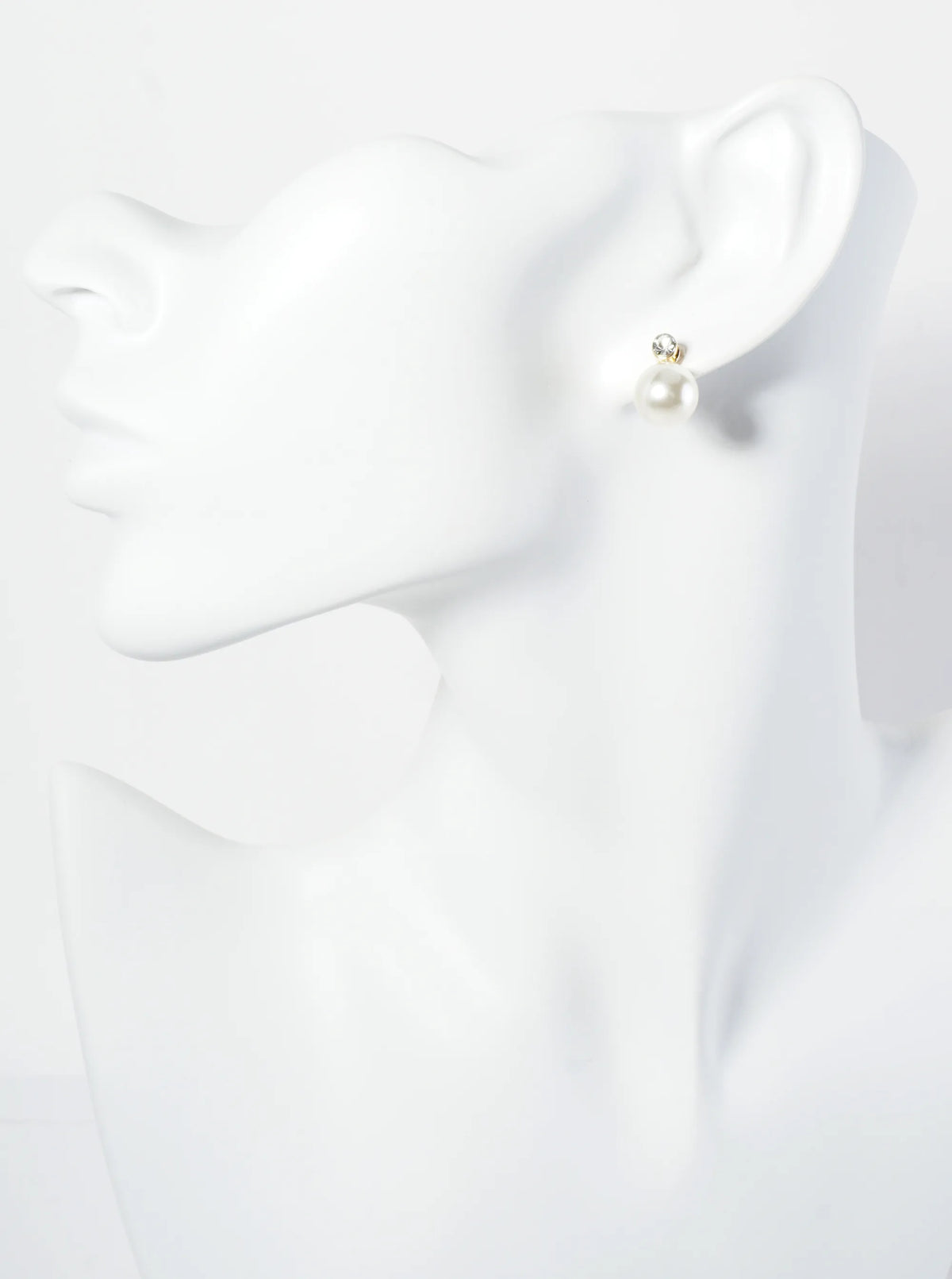 10mm Pearl Bead Drop Rhinestone Post Earrings