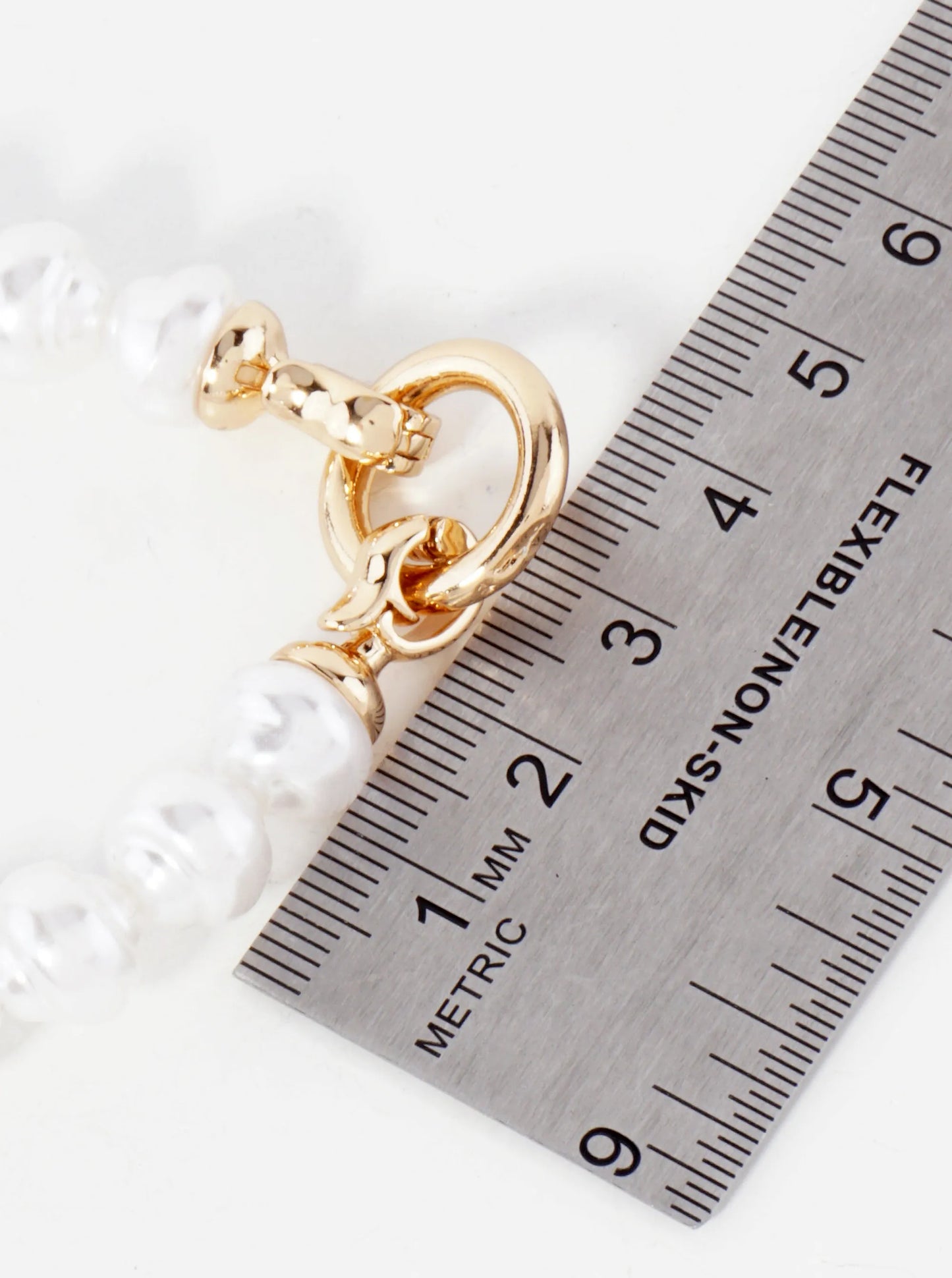 10mm Pearl-Bead Toggle-Closure Accents Stretch Bracelet