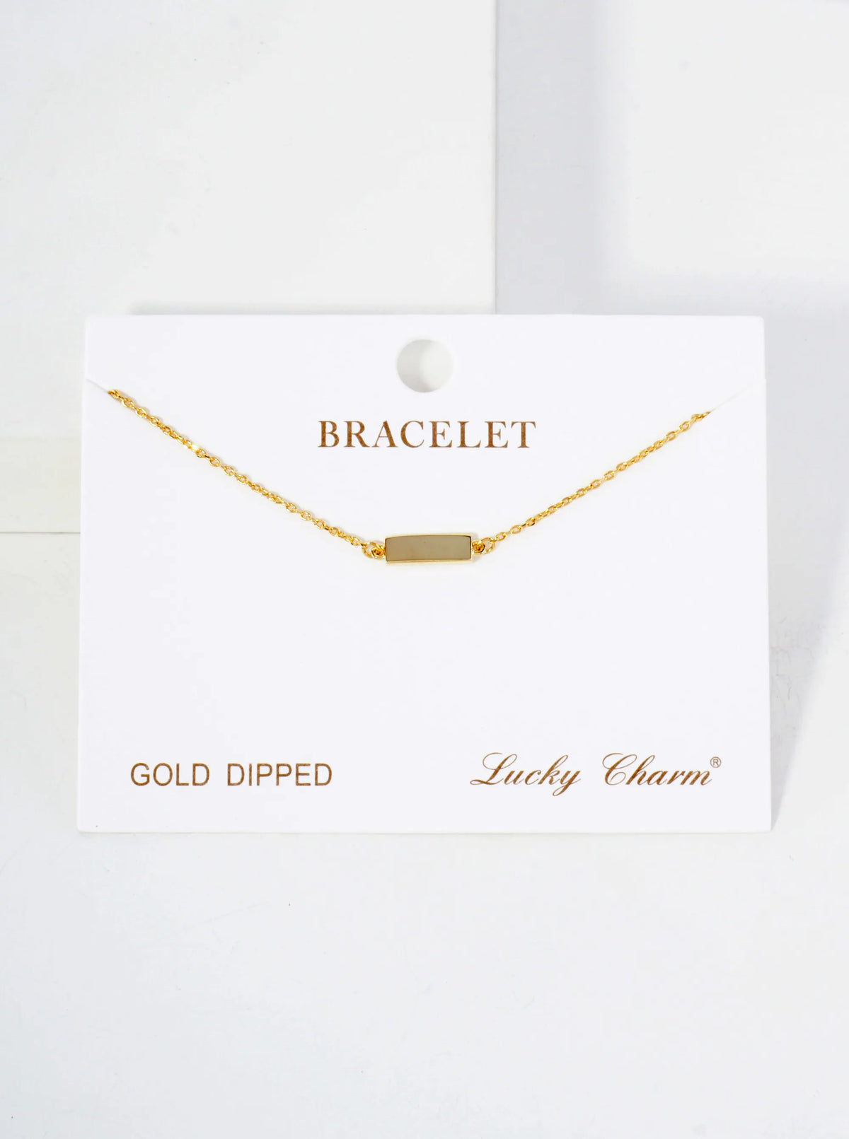 10mm Polished Brass Rectangle Accents 18K-Gold-Dipped Chain Bracelet