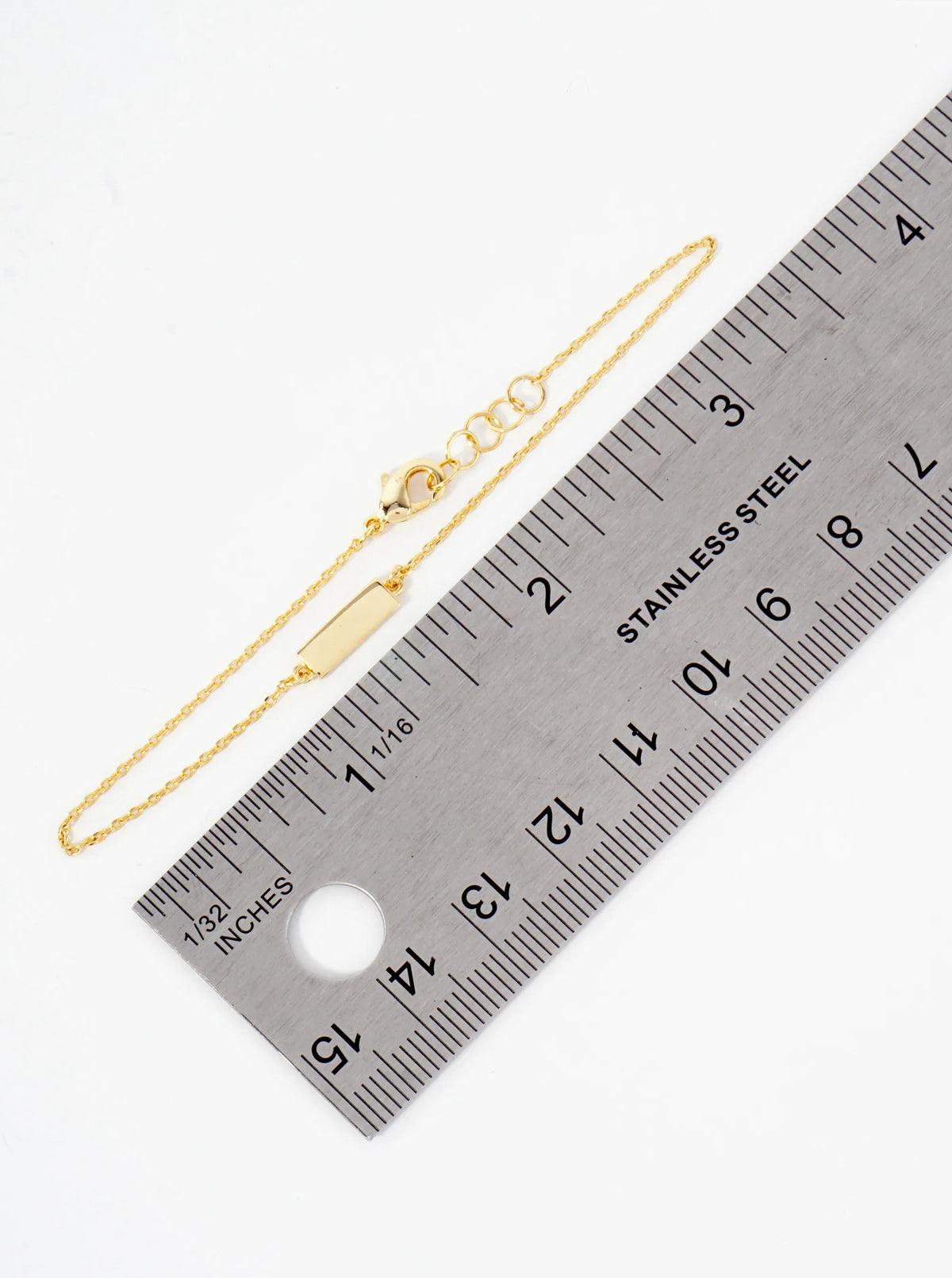 10mm Polished Brass Rectangle Accents 18K-Gold-Dipped Chain Bracelet