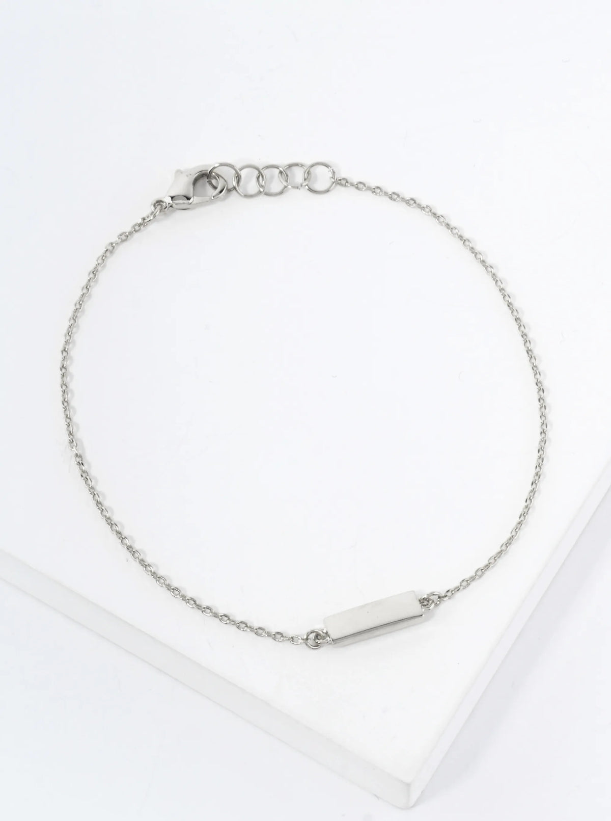 10mm Polished Brass Rectangle Accents 18K-Gold-Dipped Chain Bracelet
