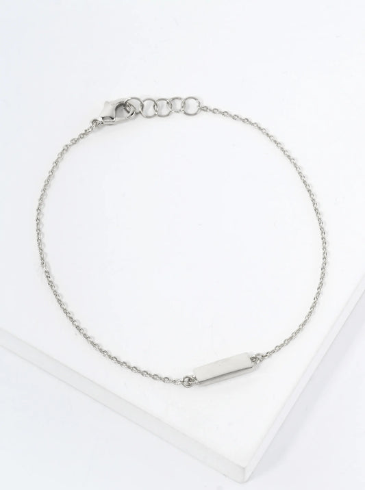 10mm Polished Brass Rectangle Accents 18K-Gold-Dipped Chain Bracelet