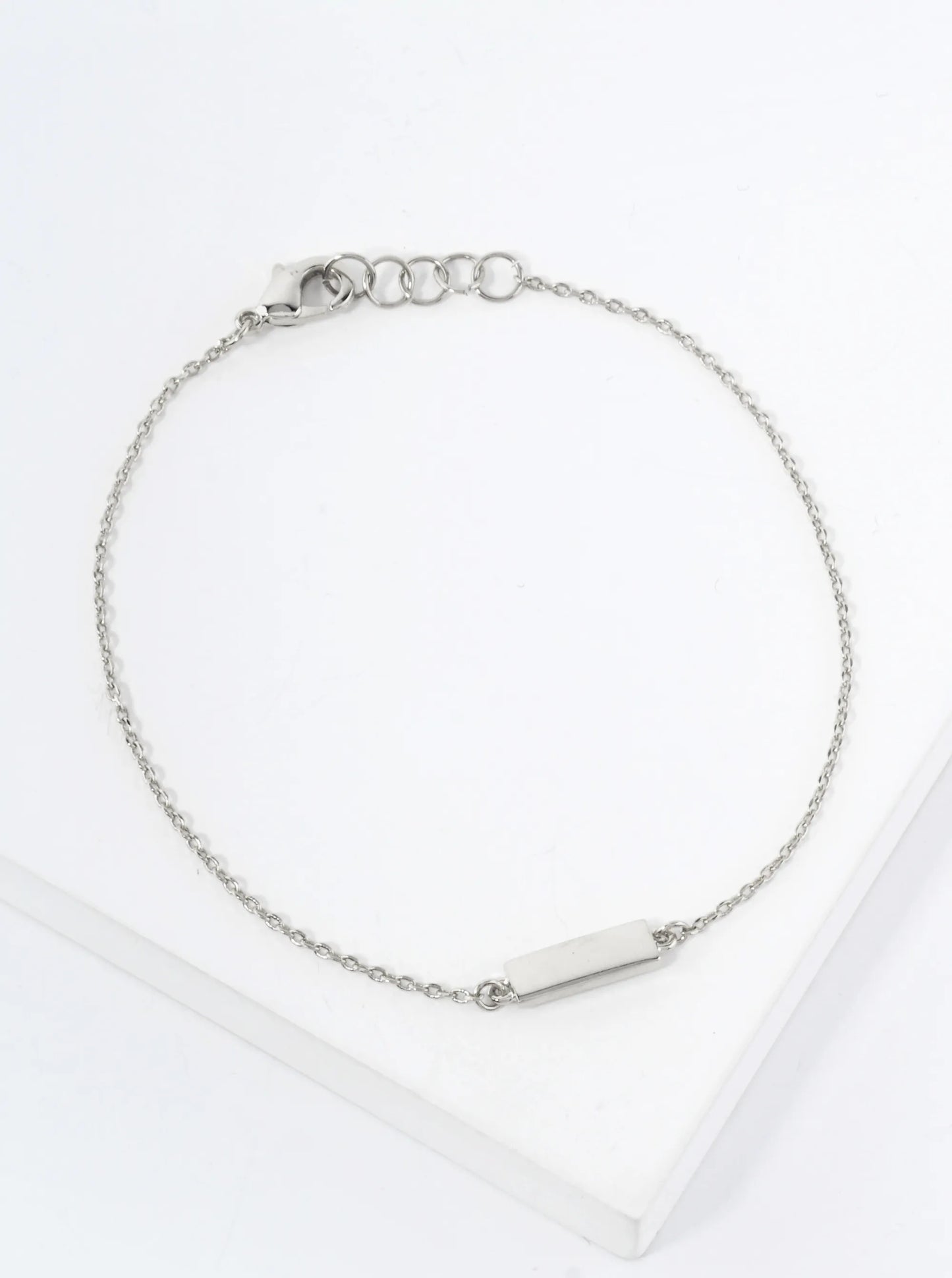 10mm Polished Brass Rectangle Accents 18K-Gold-Dipped Chain Bracelet