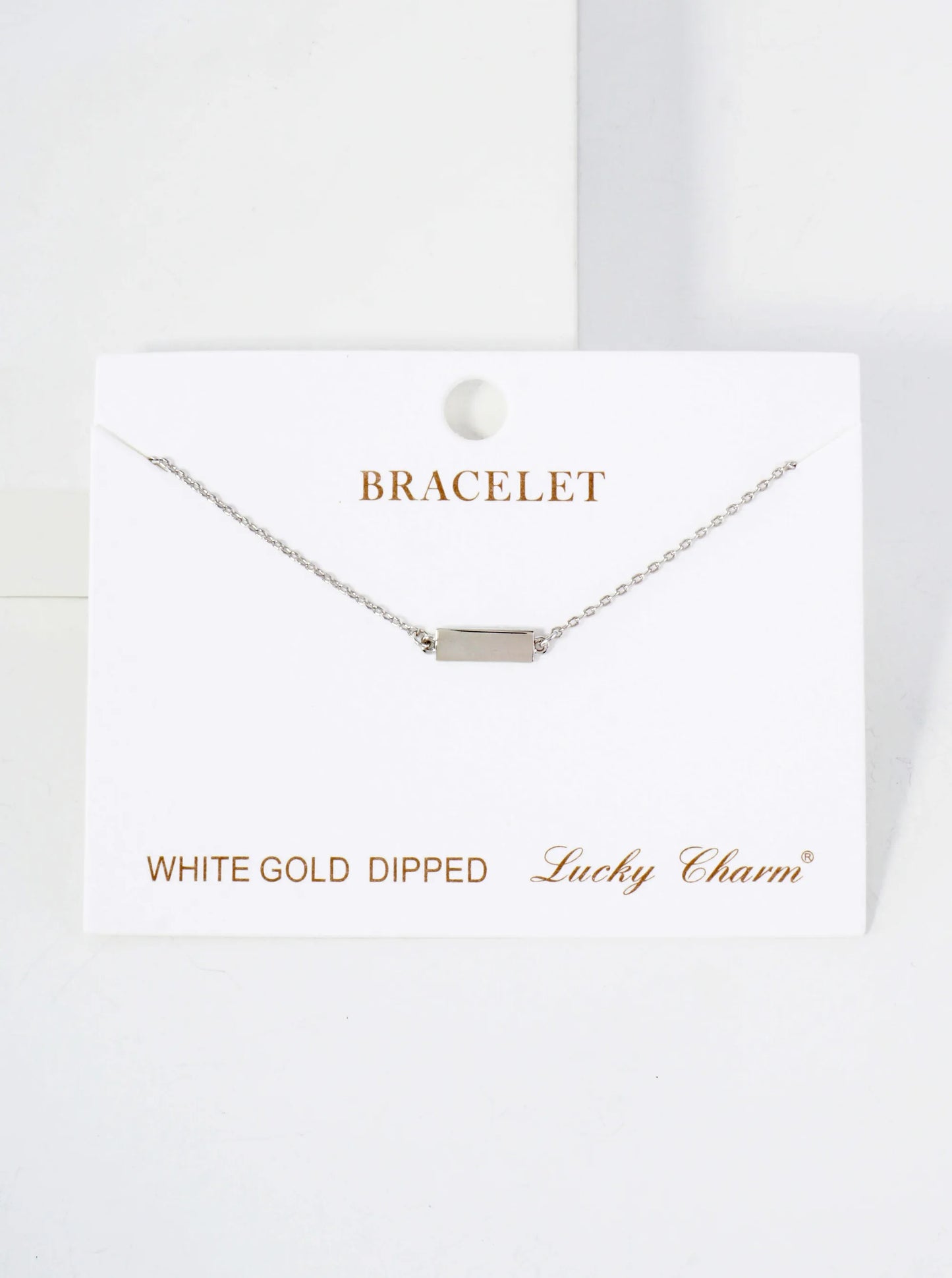 10mm Polished Brass Rectangle Accents 18K-Gold-Dipped Chain Bracelet
