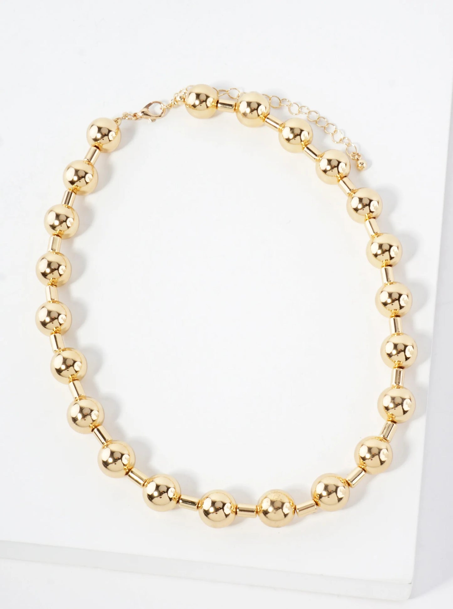 10mm Polished Metallic Ball Beaded 16-Inch Necklace