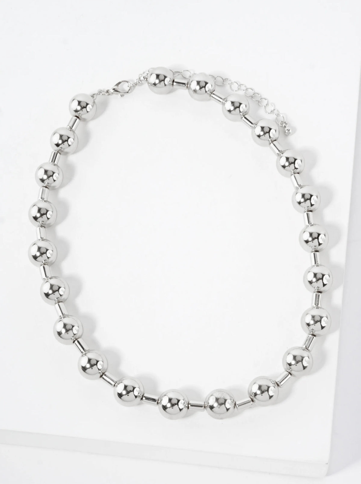 10mm Polished Metallic Ball Beaded 16-Inch Necklace
