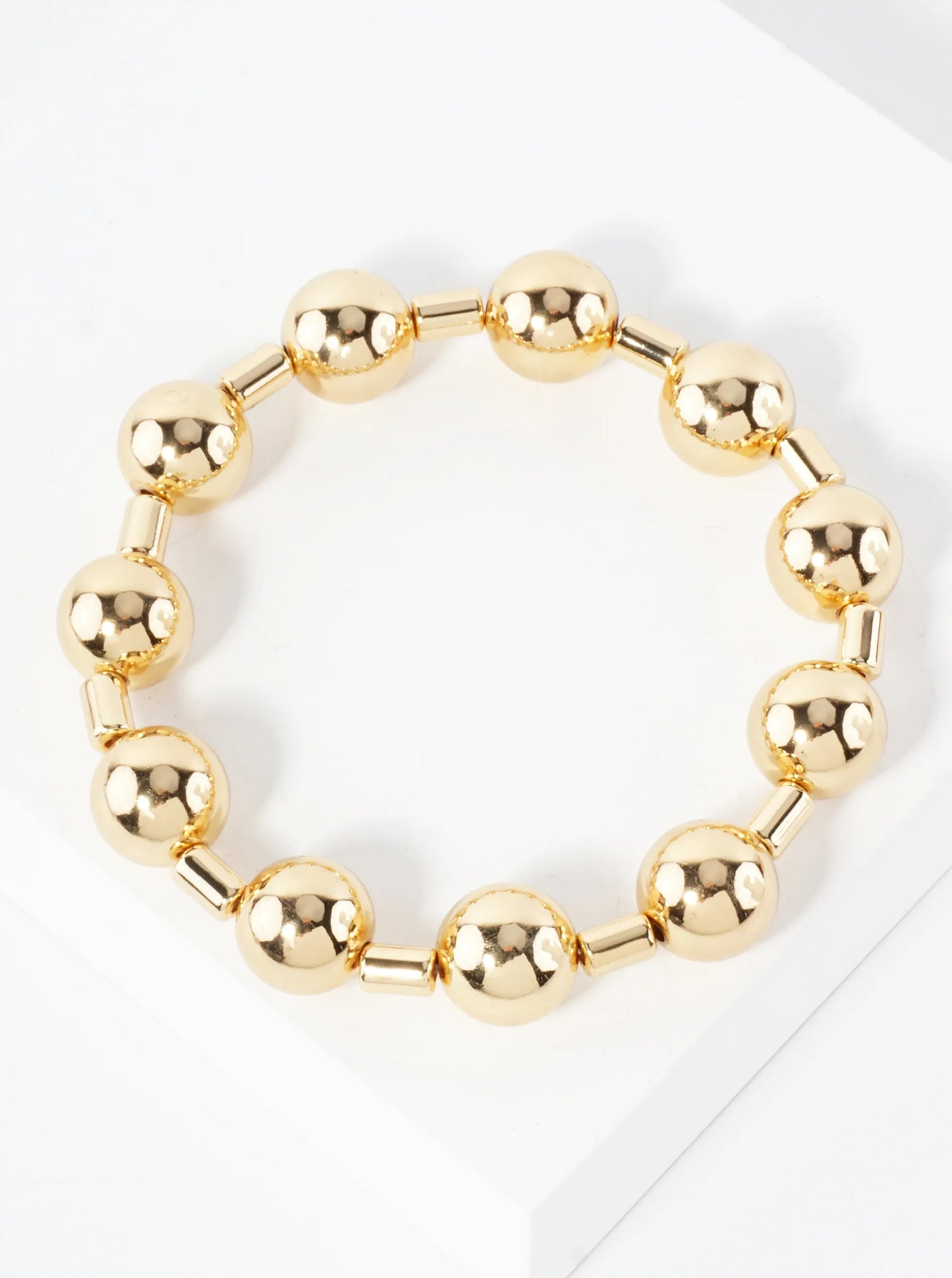10mm Polished Metallic Ball Beaded Stretch Bracelet