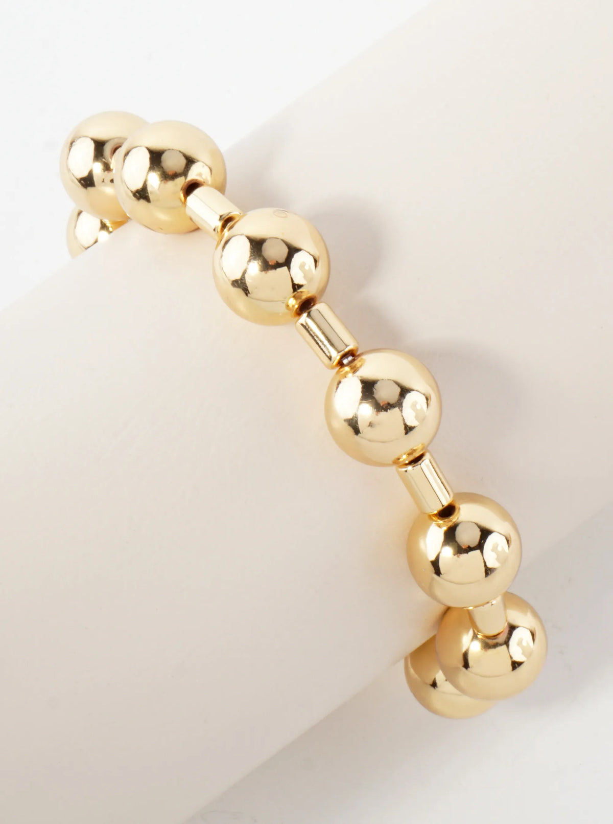 10mm Polished Metallic Ball Beaded Stretch Bracelet