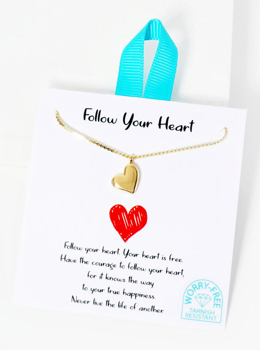 10mm Puffy Heart Pendant Hypoallergenic Stainless Steel Necklace