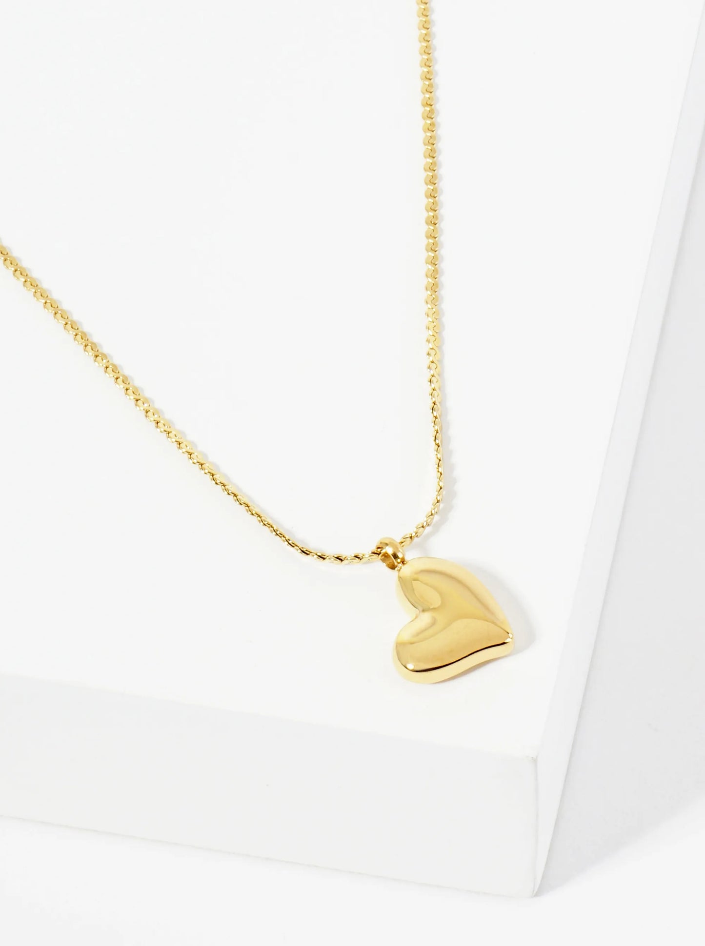 10mm Puffy Heart Pendant Hypoallergenic Stainless Steel Necklace