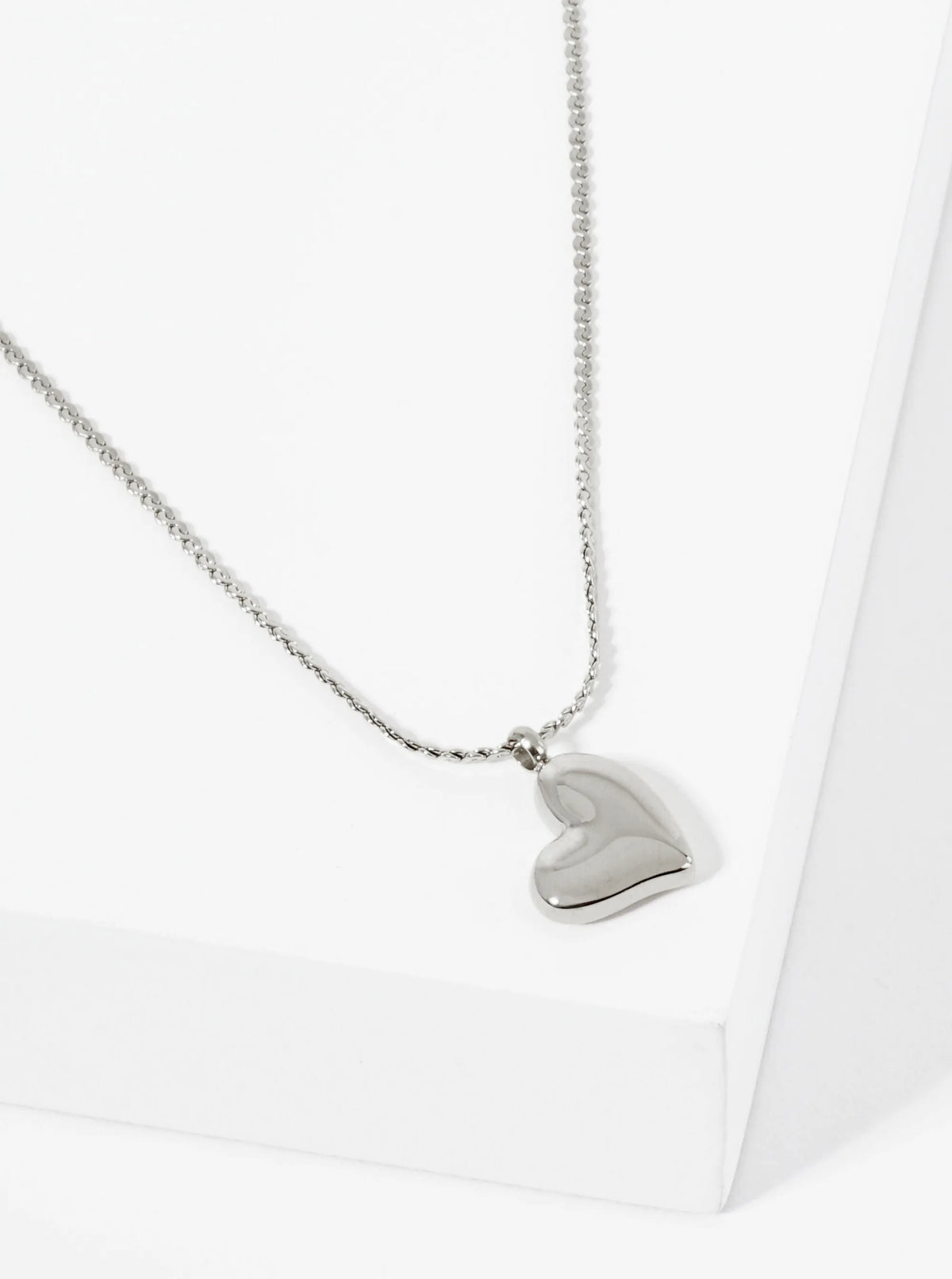 10mm Puffy Heart Pendant Hypoallergenic Stainless Steel Necklace