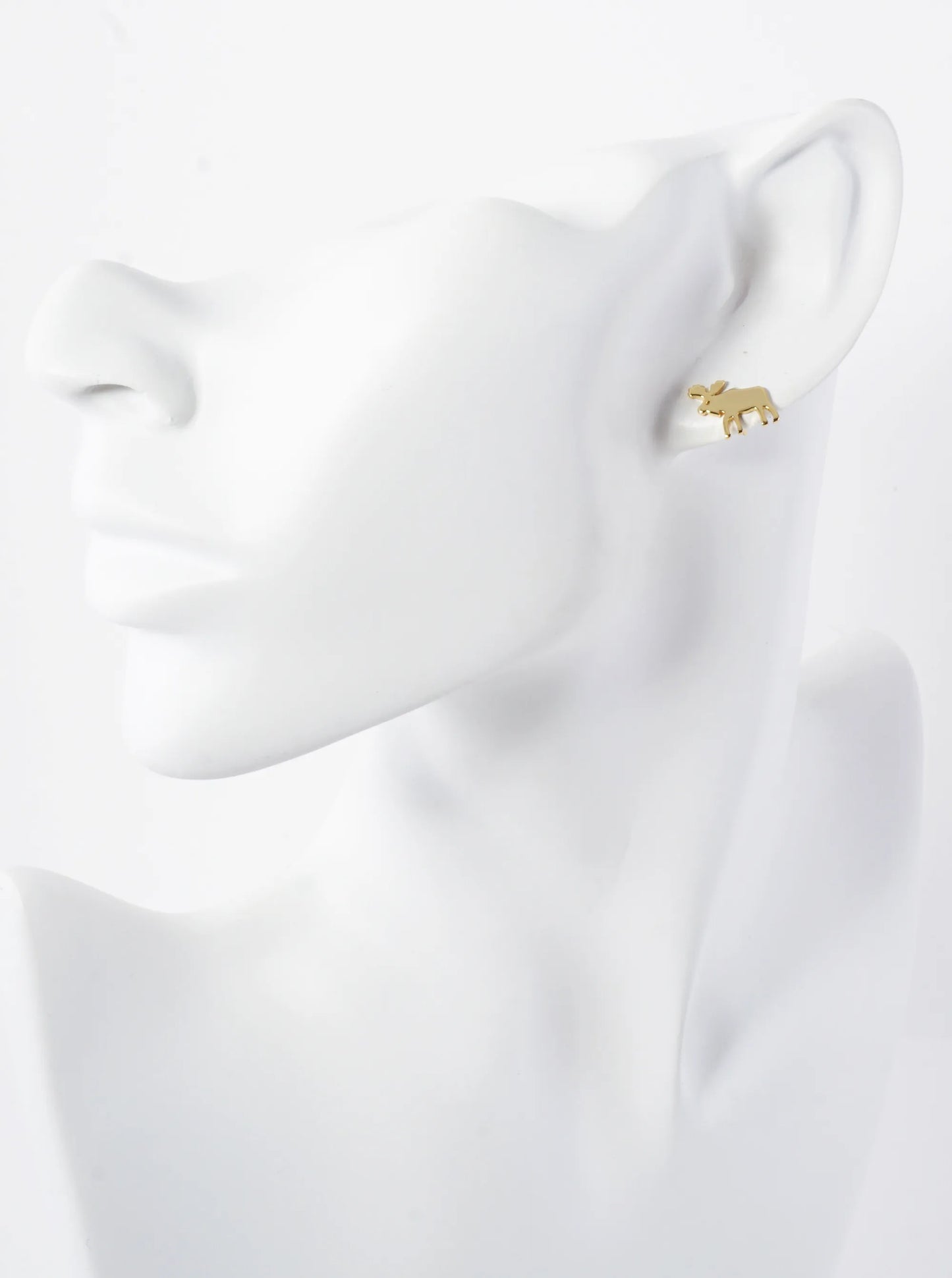 10mm Reindeer 18K-Gold-Dipped Polished Brass Flat Stud Earrings