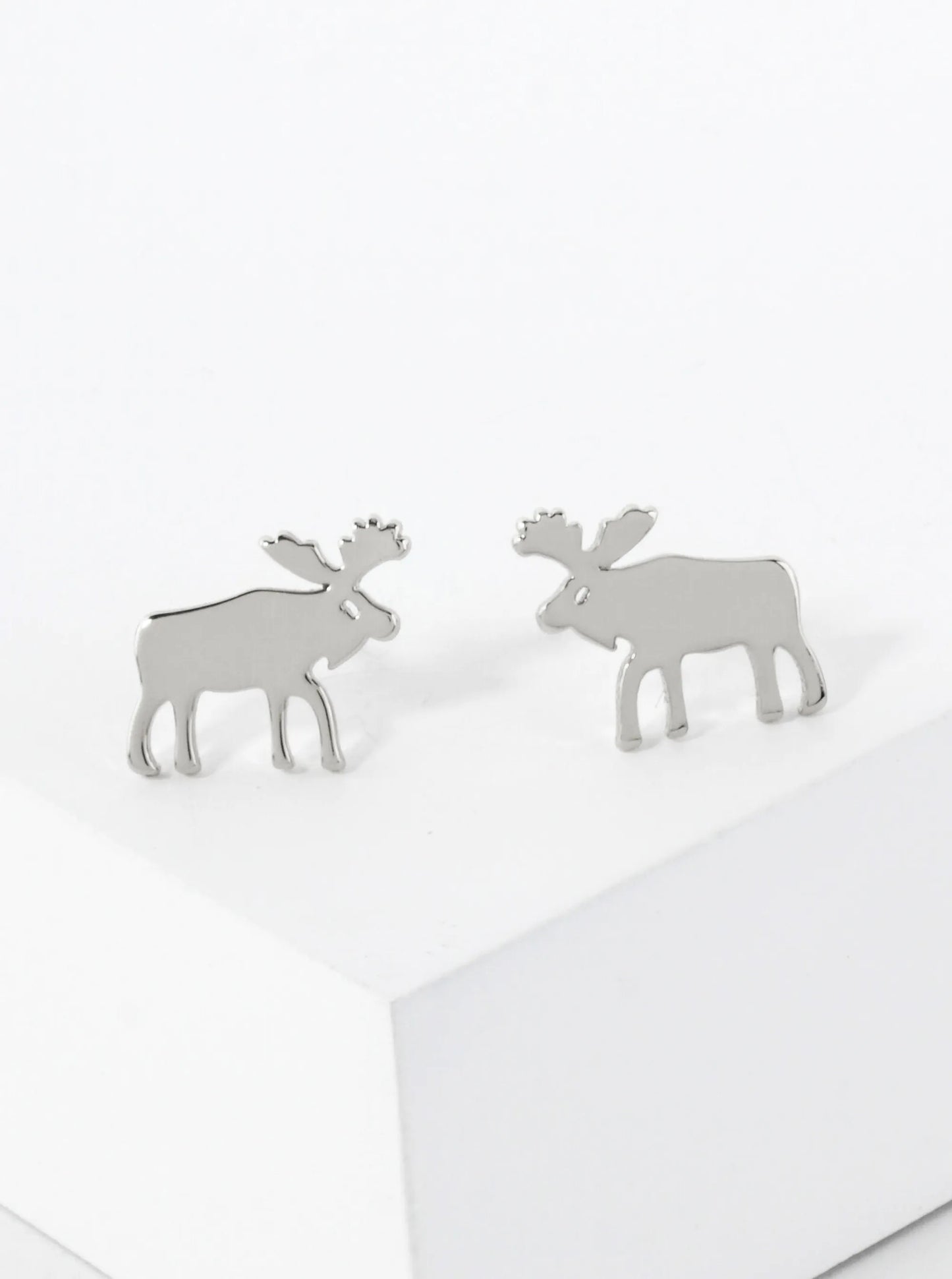 10mm Reindeer 18K-Gold-Dipped Polished Brass Flat Stud Earrings
