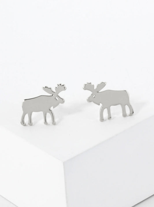 10mm Reindeer 18K-Gold-Dipped Polished Brass Flat Stud Earrings