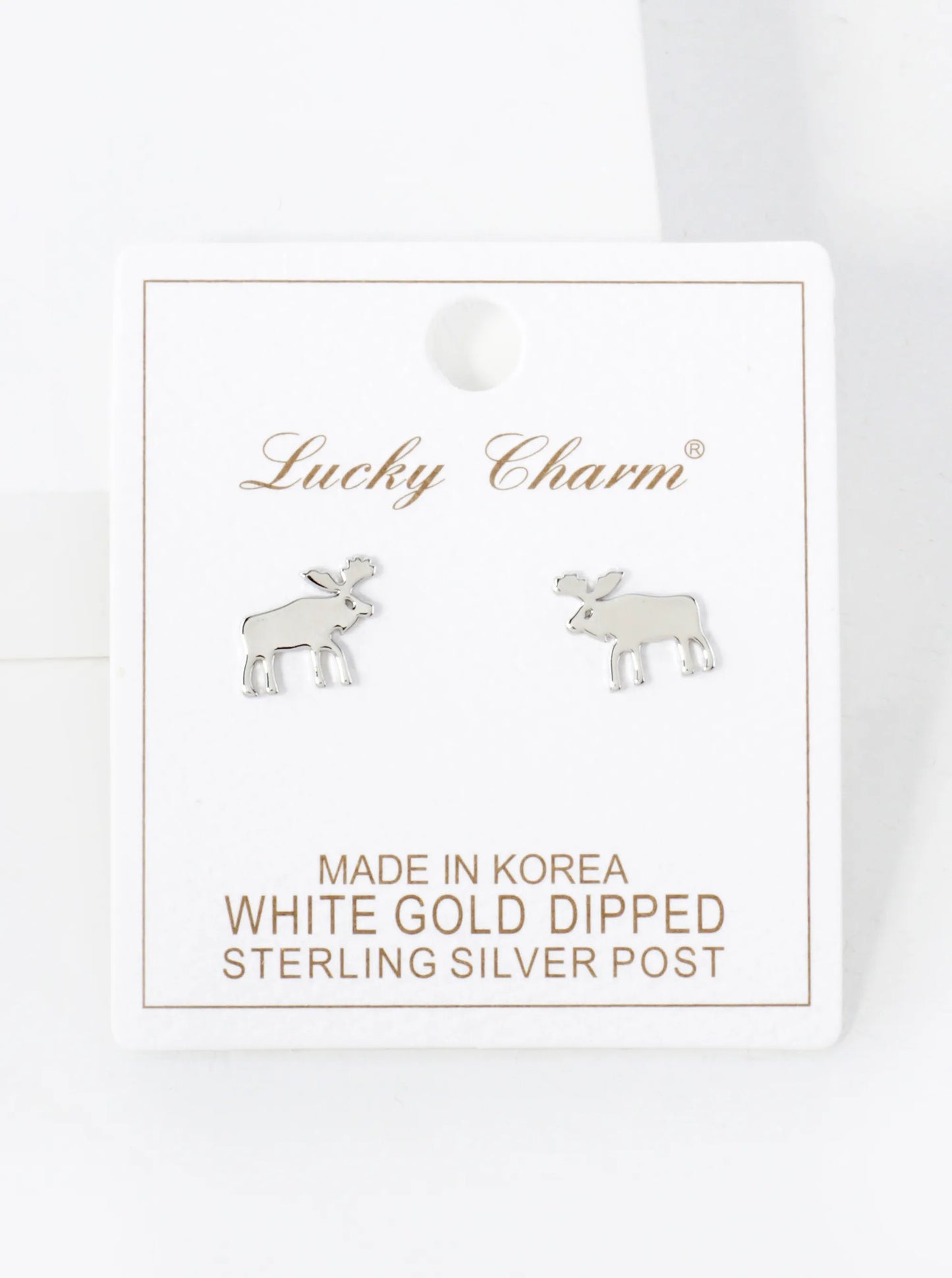 10mm Reindeer 18K-Gold-Dipped Polished Brass Flat Stud Earrings
