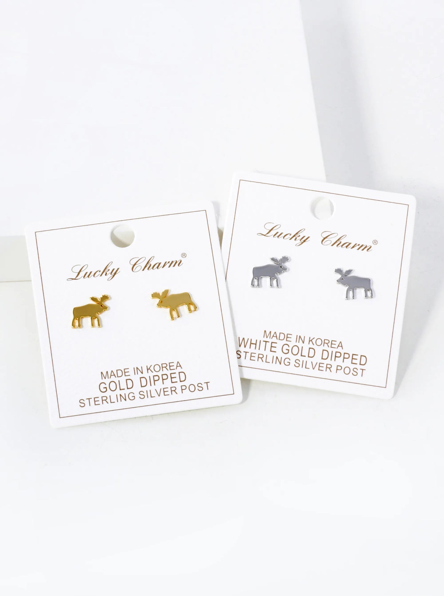10mm Reindeer 18K-Gold-Dipped Polished Brass Flat Stud Earrings