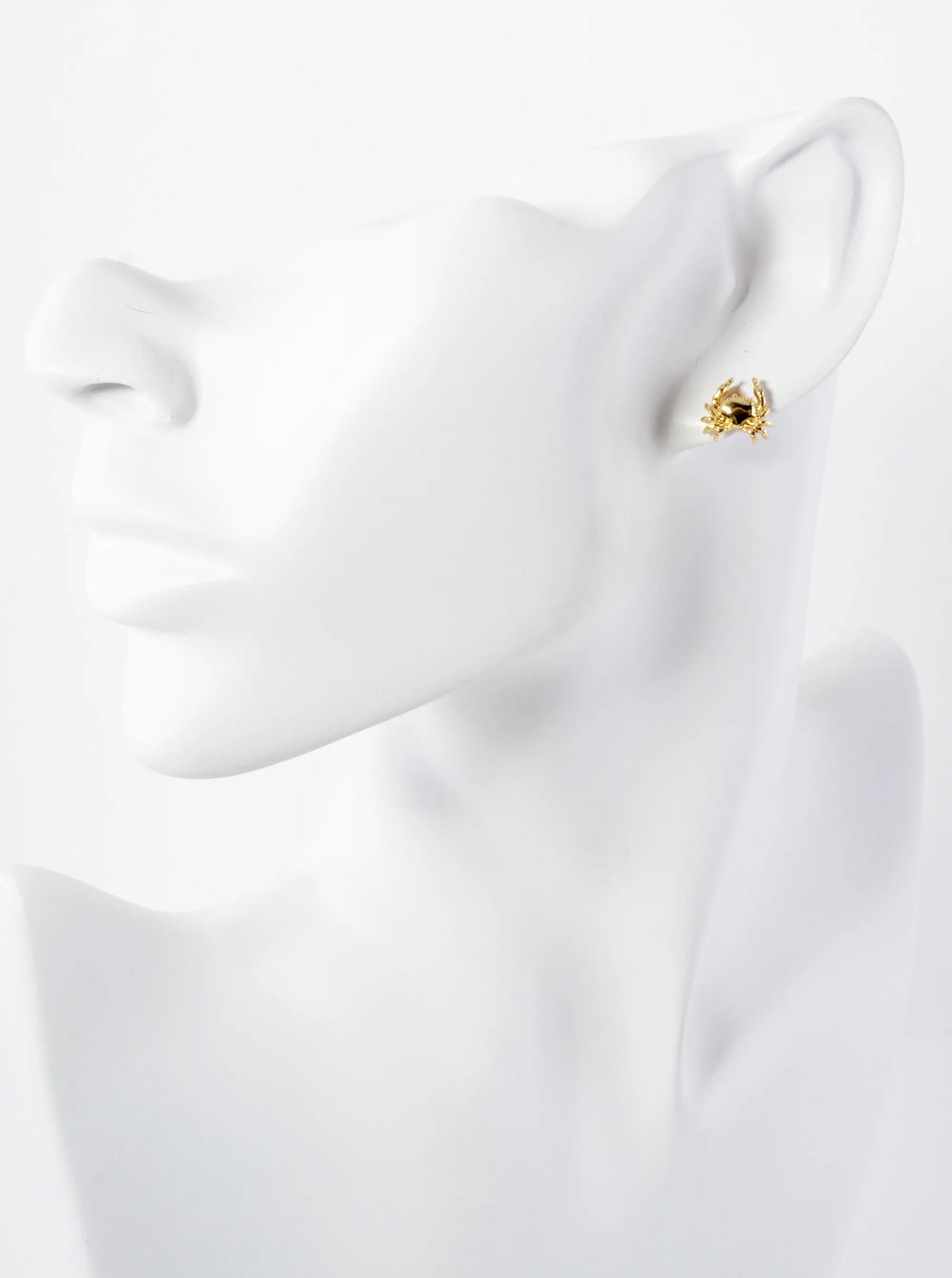10mm Sea-Life Crab 18K-Gold-Dipped Polished Brass Stud Earrings