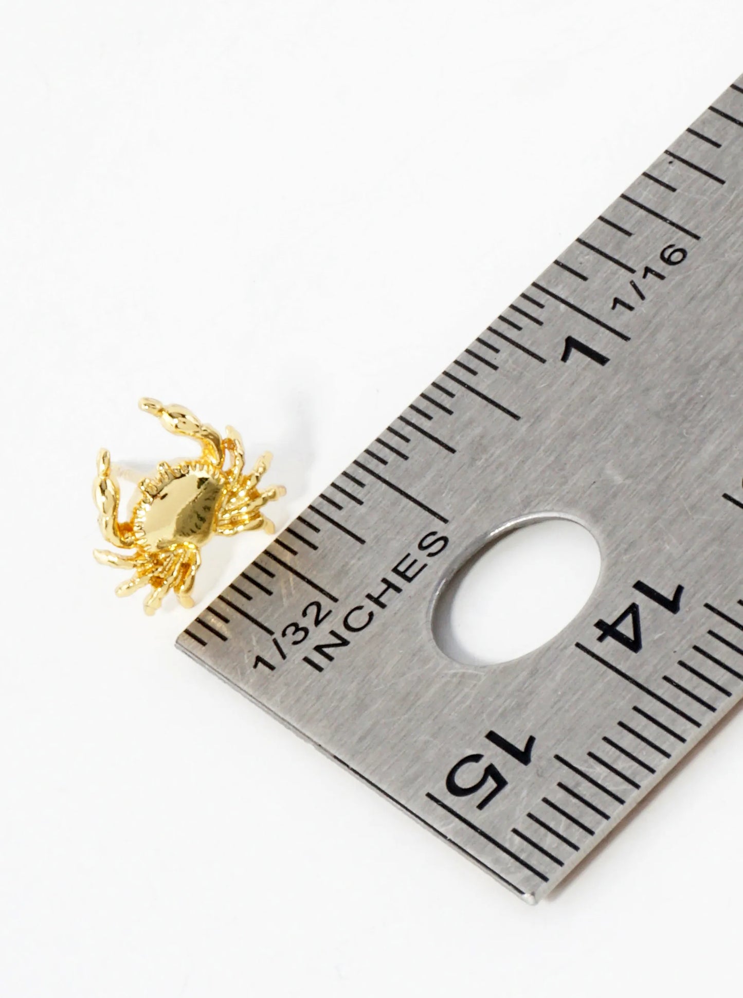10mm Sea-Life Crab 18K-Gold-Dipped Polished Brass Stud Earrings