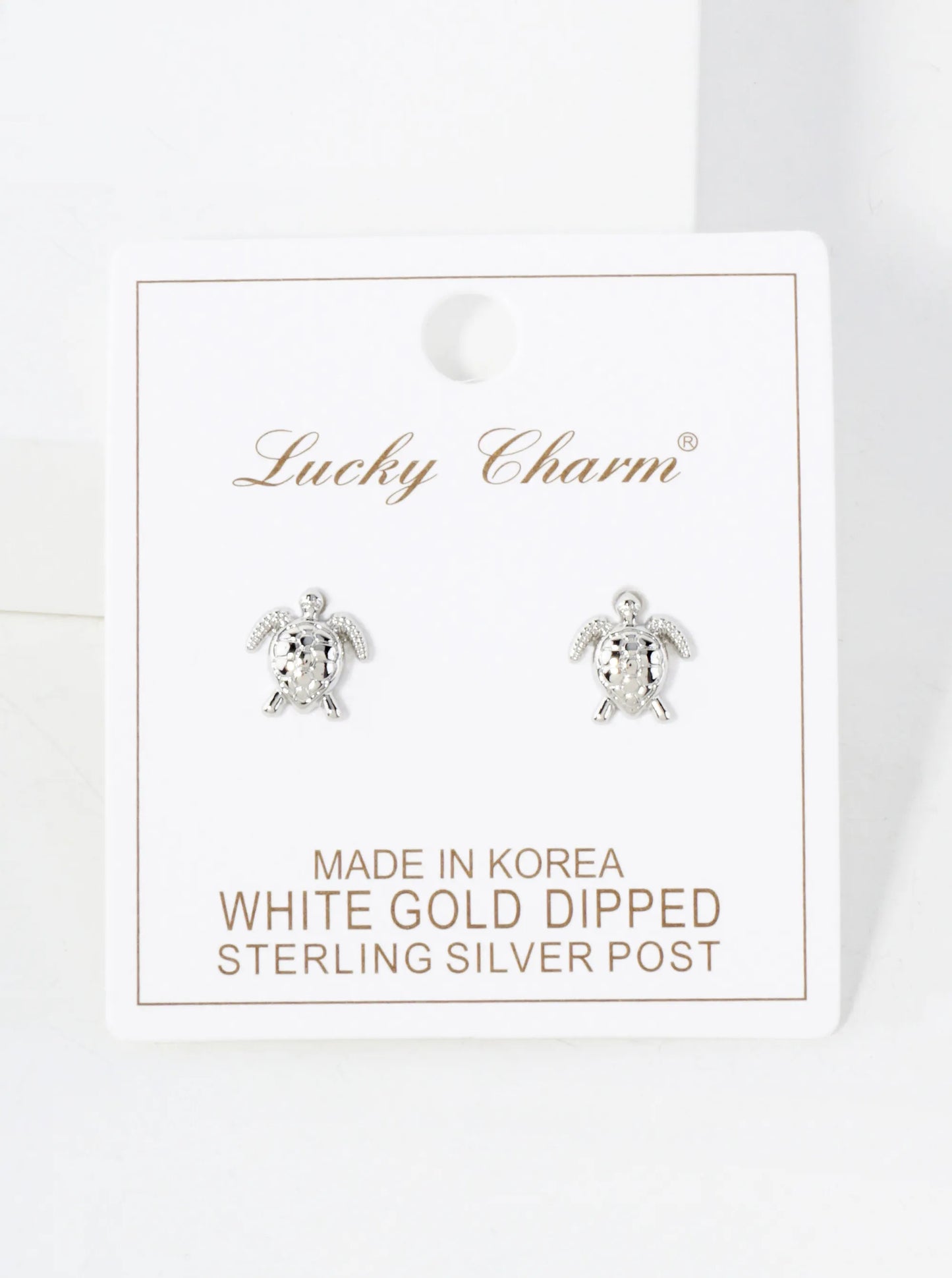 10mm Sea-Life Turtle 18K-Gold-Dipped Polished Brass Stud Earrings