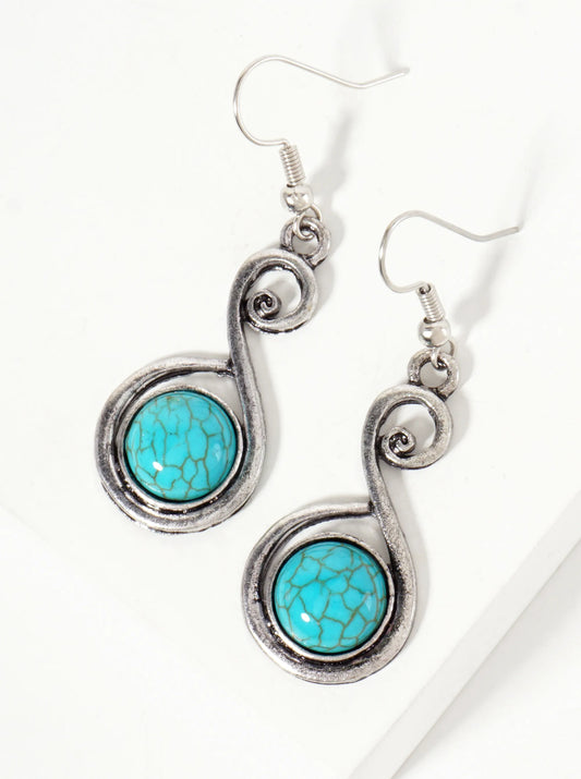 10mm Semi-Precious Natural-Stone Artistic Earrings