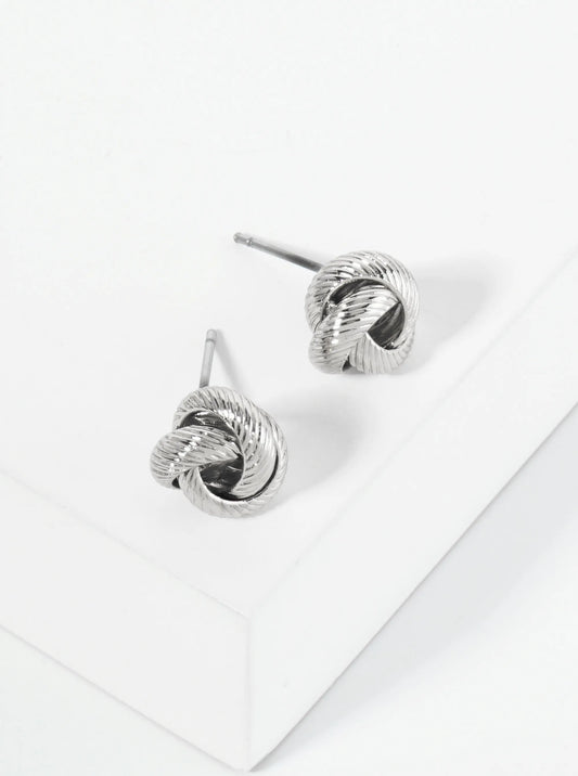 10mm Textured Classic Love Knot Stud Earrings