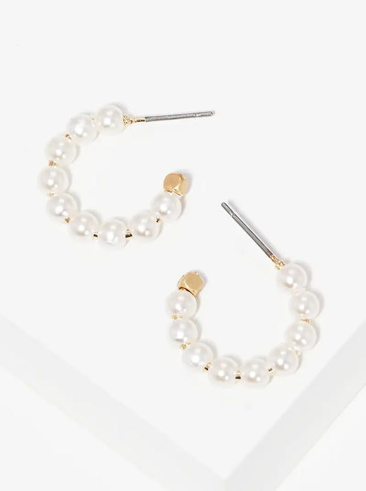 10mm Acrylic Pearl Beads Open Hoop Earrings