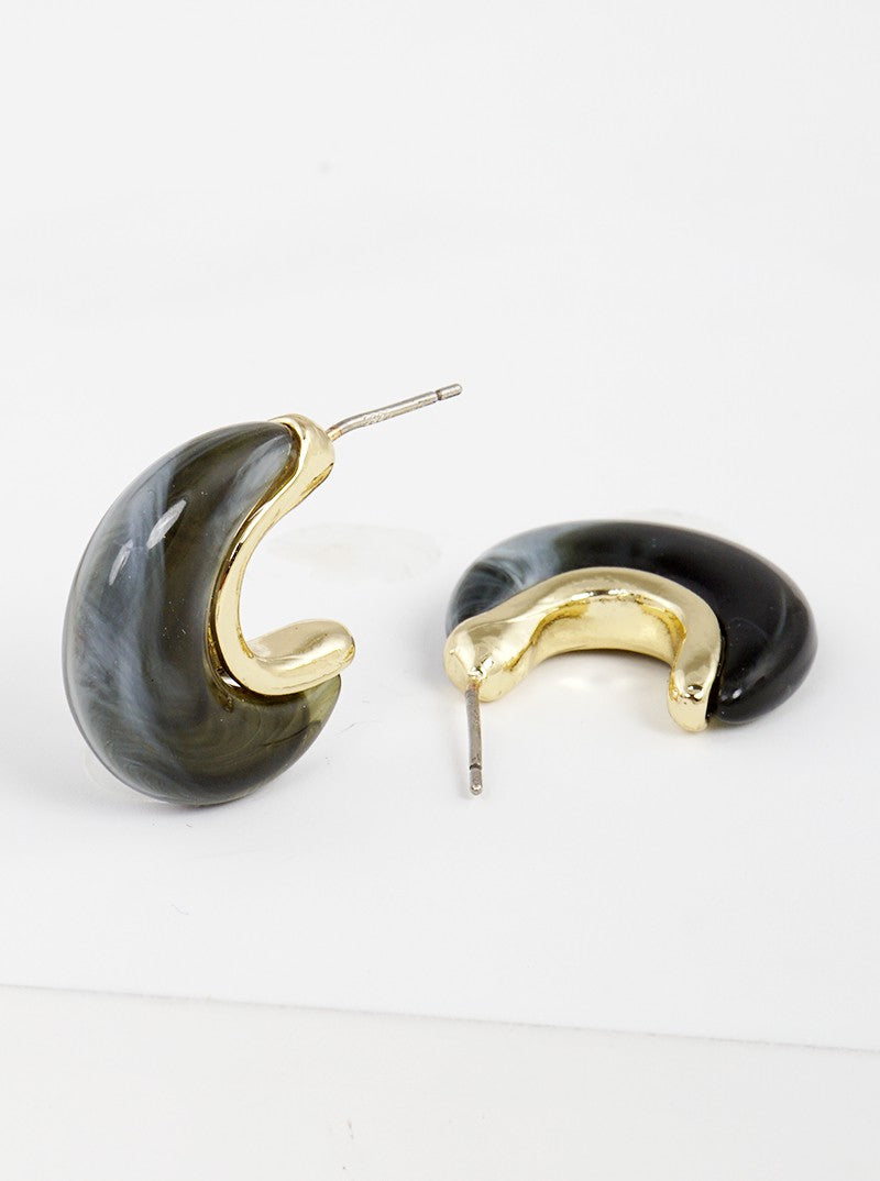10mm Dainty Marble Acetate Hoop Earrings