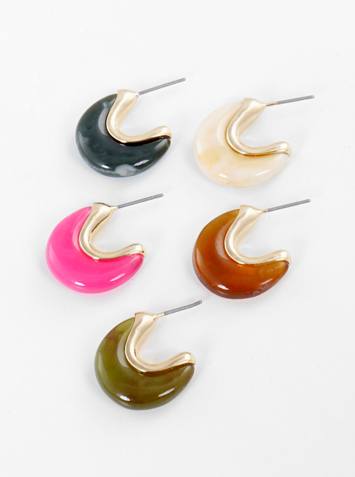 10mm Dainty Marble Acetate Hoop Earrings