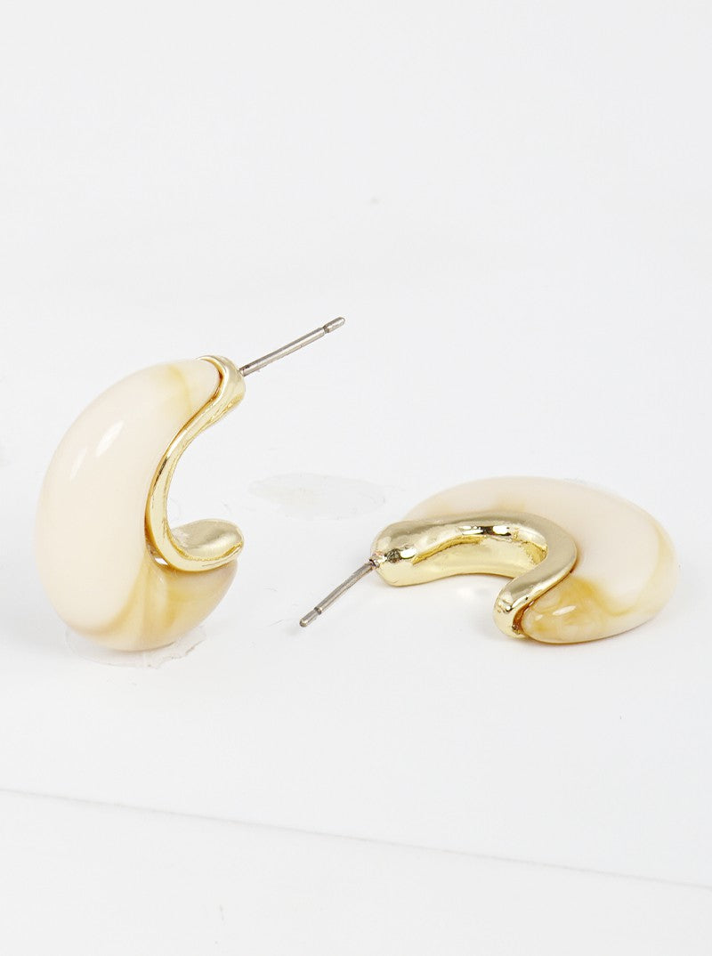 10mm Dainty Marble Acetate Hoop Earrings