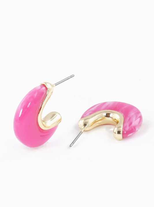 10mm Dainty Marble Acetate Hoop Earrings