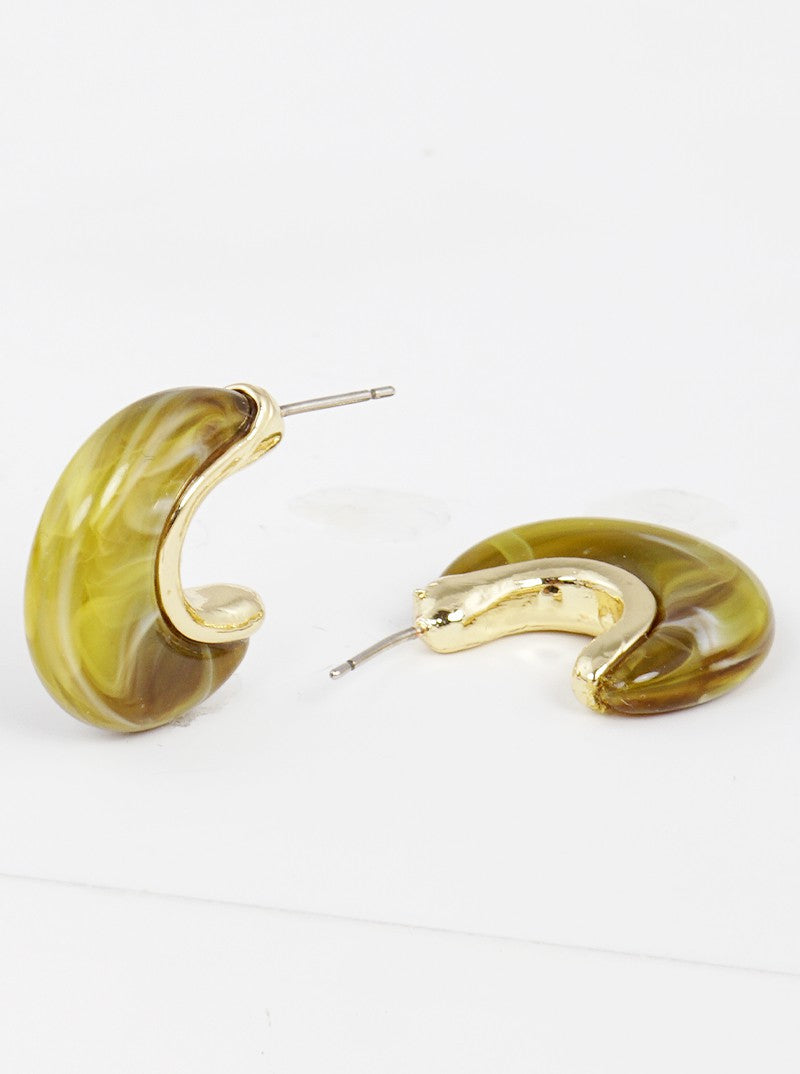 10mm Dainty Marble Acetate Hoop Earrings