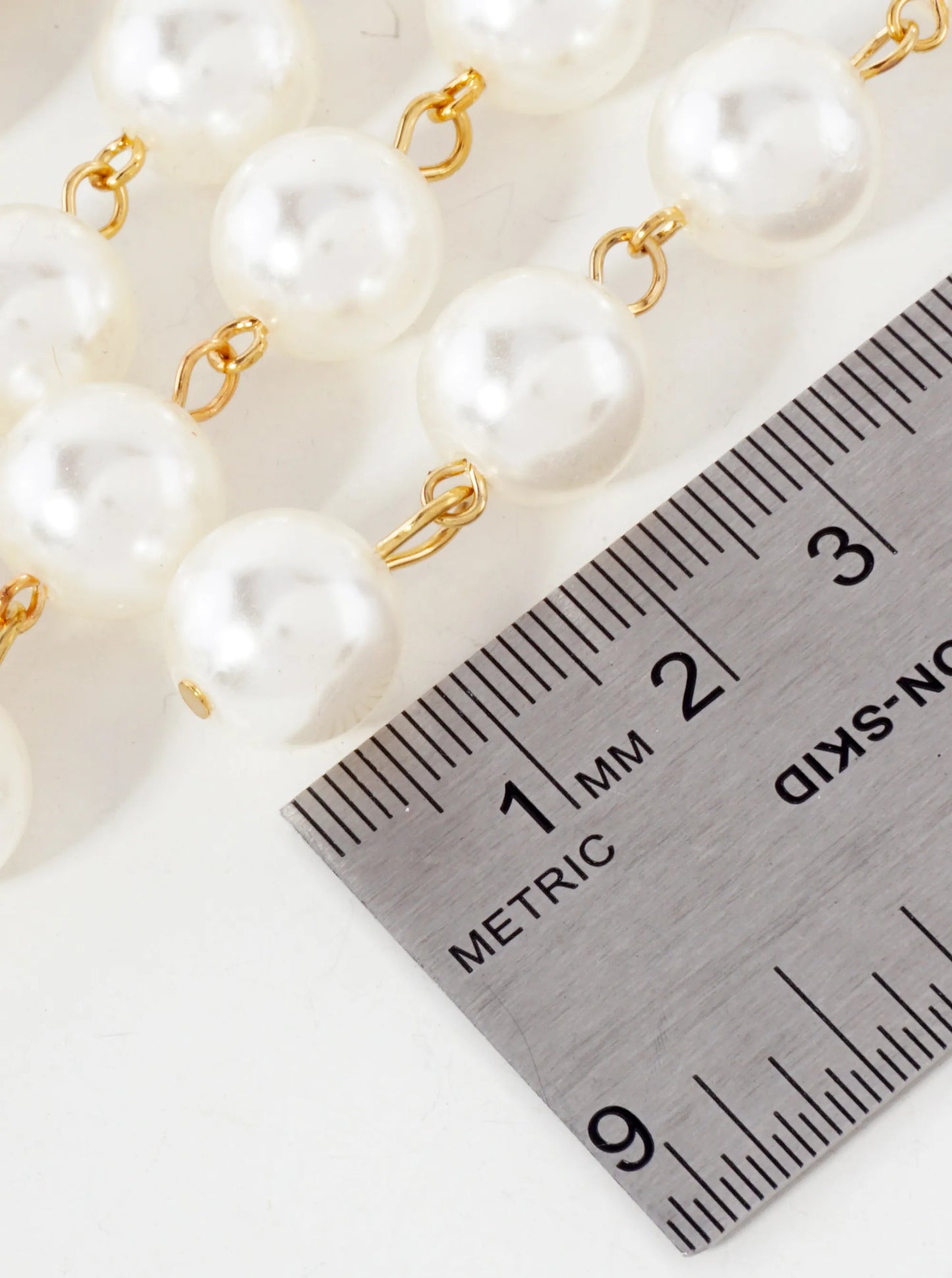 11mm Pearl-Bead Chain Bib Necklace