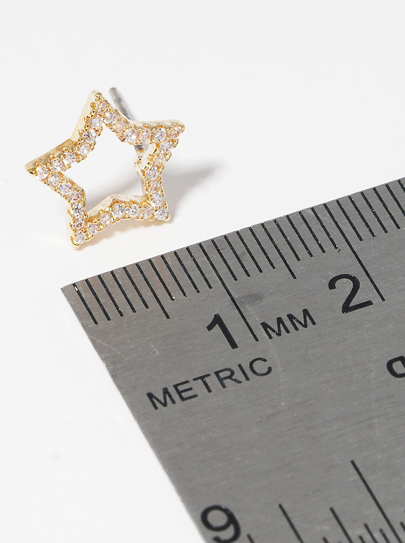 12mm CZ Pave Star Post Stud Earrings