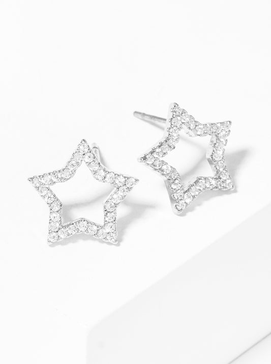 12mm CZ Pave Star Post Stud Earrings