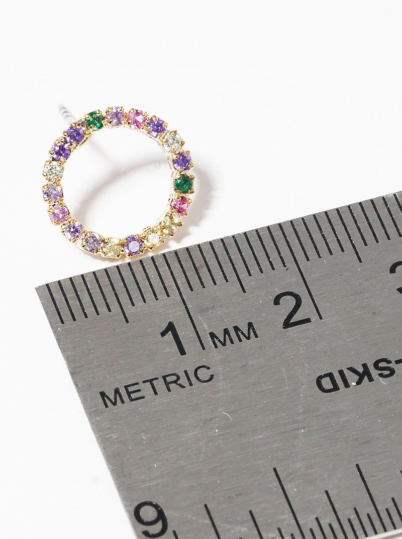 12mm CZ Pave Circle Post Stud Earrings