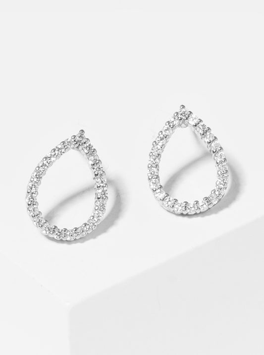 12mm CZ Pave Teardrop Post Stud Earrings