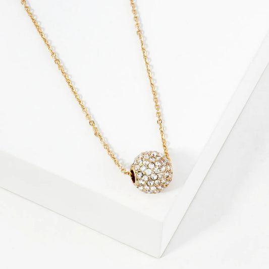 12mm Crystal-Pave Ball Pendant Necklace