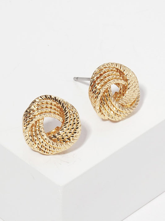 12mm Flat Rope Shaped Brass Love Knot Post Stud Earrings