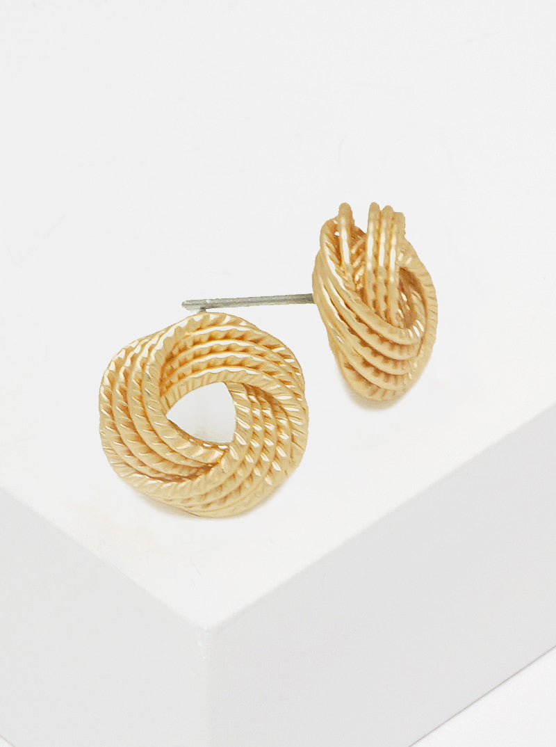 12mm Flat Rope Shaped Brass Love Knot Post Stud Earrings