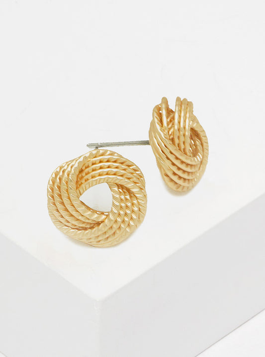 12mm Flat Rope Shaped Brass Love Knot Post Stud Earrings