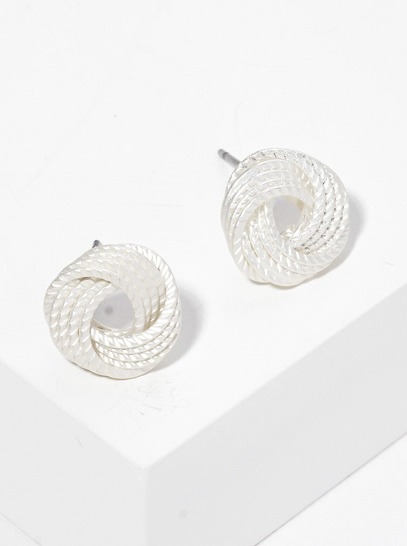 12mm Flat Rope Shaped Brass Love Knot Post Stud Earrings
