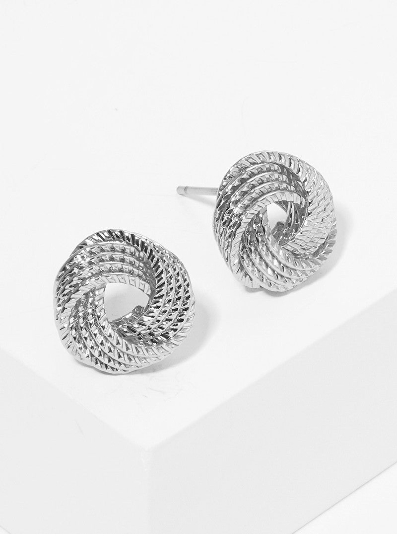 12mm Flat Rope Shaped Brass Love Knot Post Stud Earrings