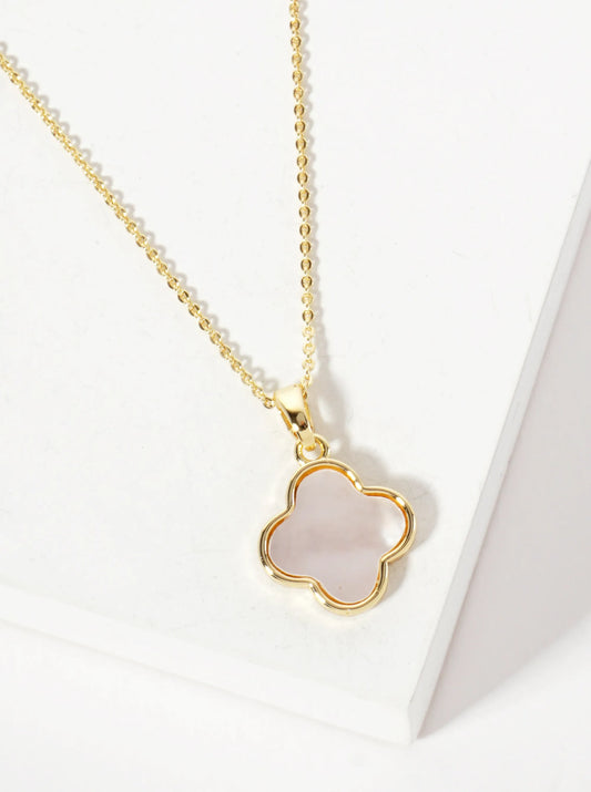 12mm Mother-of-Pearl Quatrefoil Pendant Necklace